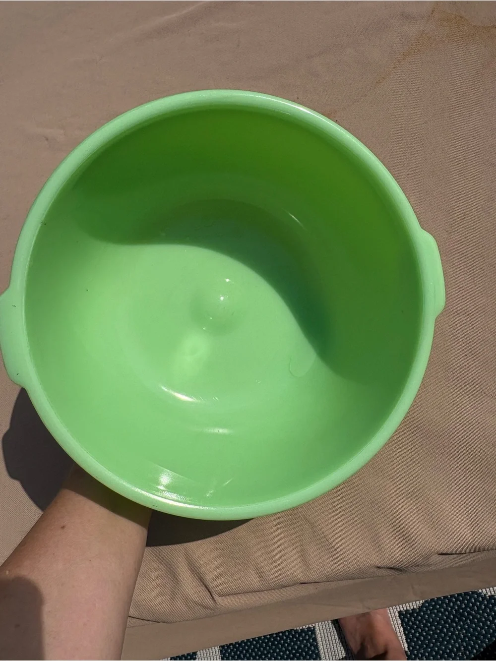 Vintage McKee Jadeite Glass Mixing Bowl made specifically to fit a Sunbeam